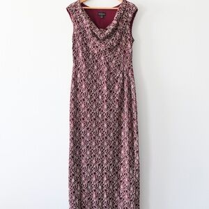 Connected Apparel Burgundy Patterned Maxi Dress